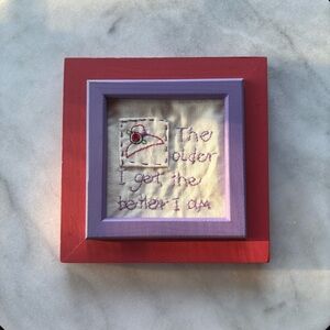 Red and Purple Birthday Hand Stitched Framed Wall Art